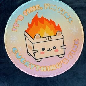 $3 ADD ON ITEM Cute Cat Meme Round Mouse Pad
